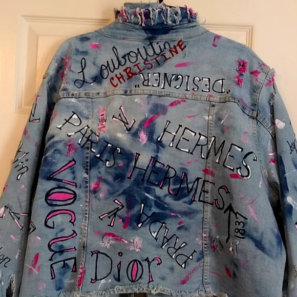 Hand-painted Cropped Denim Jacket - Picture 1 of 4